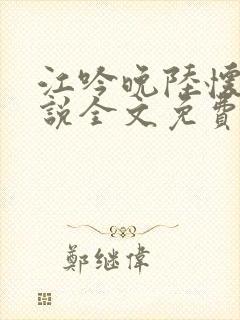 江吟晚陆怀瑾小说全文免费阅读全文