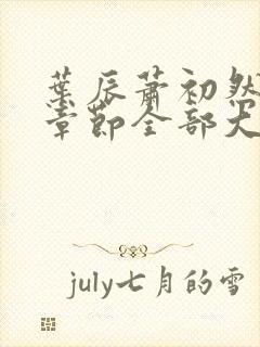 叶辰萧初然最新章节全部大结局