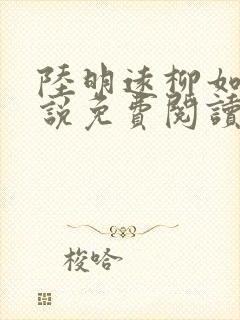 陆明远柳如烟小说免费阅读最新章节