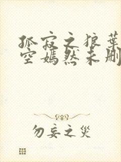 孤寂之狼叶凡司空嫣然未删减txt封面