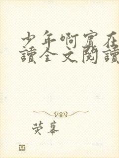 少年啊宾在线阅读全文阅读封面