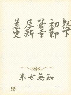 叶辰萧初然最新更新章节下载