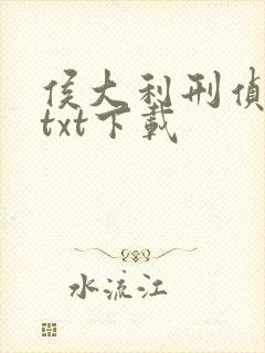 侯大利刑侦笔记txt下载