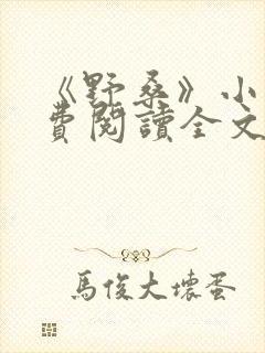 《野桑》小说免费阅读全文