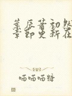 叶辰萧初然最新章节更新在线阅读