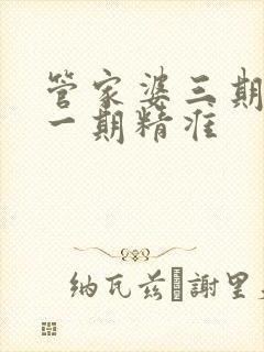 管家婆三期必开一期精准