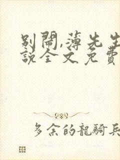 别闹,薄先生小说全文免费阅读