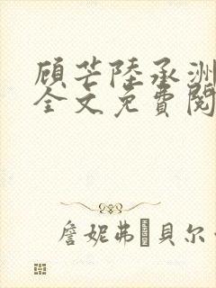 顾芒陆承洲小说全文免费阅读无弹窗封面