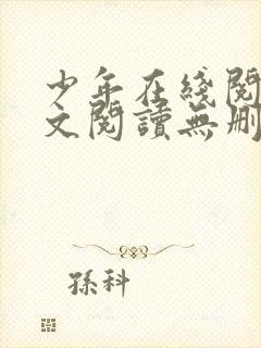 少年在线阅读全文阅读无删减封面