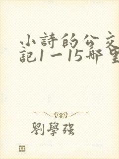 小诗的公交车日记1一15哪里能看封面