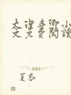 大理寺卿小说全文免费阅读无删减