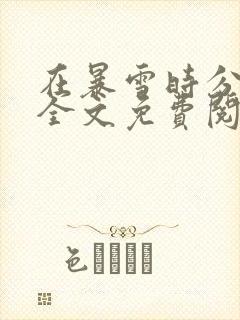在暴雪时分小说全文免费阅读无删减