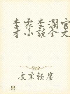 李霖李澜官道奇才小说全文免费阅读封面