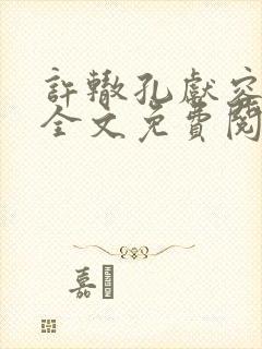 许辙孔献容小说全文免费阅读笔趣阁