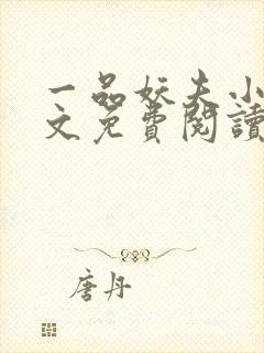 一品妖夫小说全文免费阅读封面