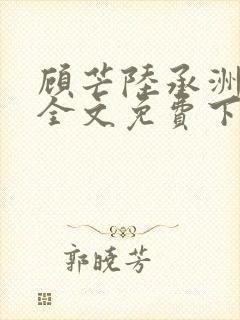 顾芒陆承洲小说全文免费下载