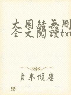 大团结无删减版全文阅读txt封面