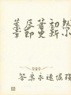 叶辰萧初然最新章节更新小说