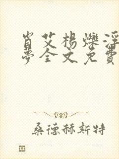 肖艾杨烁浮华逝梦全文免费阅读笔趣阁