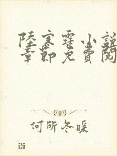 陆寒霆小说最新章节免费阅读无弹窗