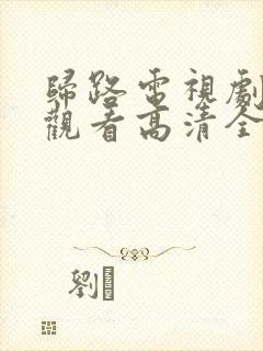 归路电视剧免费观看高清全集完整版封面