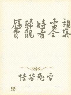 雁归时电视剧免费观看全集高清封面