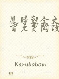 凤归朝全文无弹窗免费阅读封面