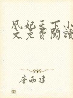 凰妃天下小说全文免费阅读封面