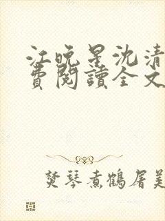 江晚星沈清洵免费阅读全文笔趣阁