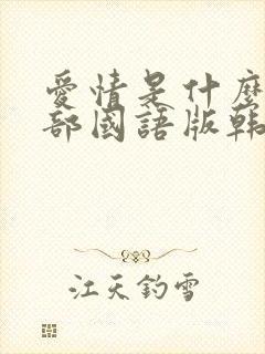 爱情是什么第四部国语版韩剧