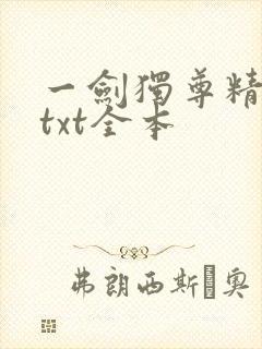 一剑独尊精校版txt全本