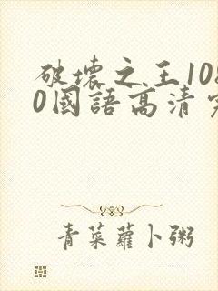 破坏之王1080国语高清完整版免费封面