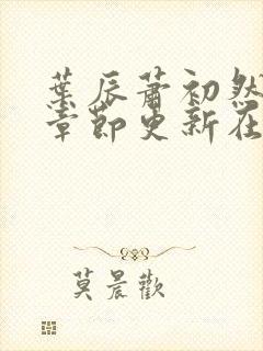 叶辰萧初然最新章节更新在线阅读