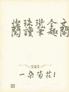 灿珠玑全文免费阅读笔趣阁