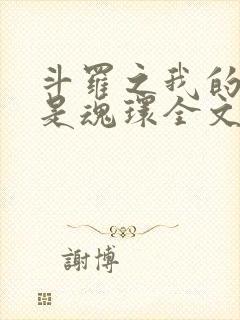 斗罗之我的武魂是魂环全文阅读阅读