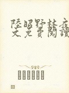 陆昭野林夜棠全文免费阅读最新章节