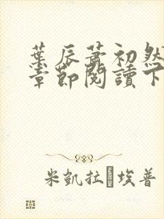 叶辰萧初然最新章节阅读下载