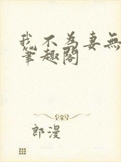 我不为妻无弹窗笔趣阁