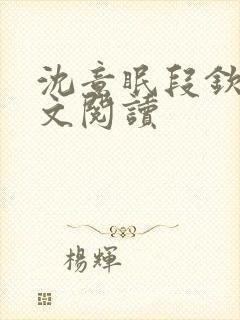 沈意眠段钦言全文阅读