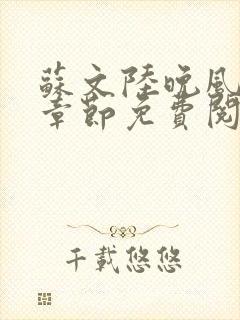 苏文陆晚风最新章节免费阅读笔趣阁