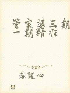 管家婆三期必开一期精准