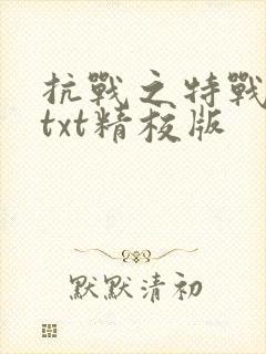 抗战之特战兵王txt精校版