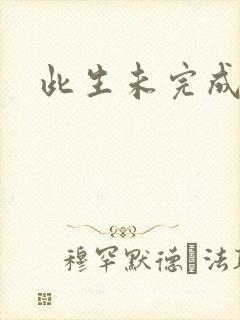此生未完成封面