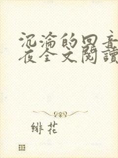 沉沦的回音沈司夜全文阅读