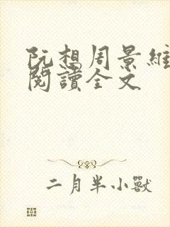 阮想周景维免费阅读全文封面