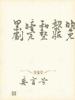 黑暗和黎明电视剧完整版免费观看高清