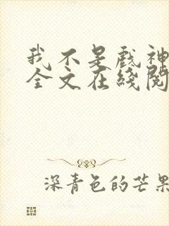 我不是戏神小说全文在线阅读封面