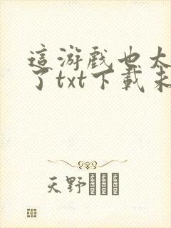 这游戏也太真实了txt下载未删减封面