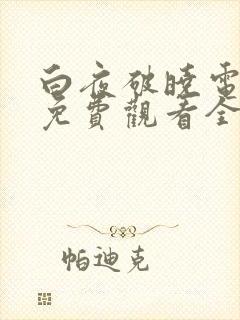 白夜破晓电视剧免费观看全集高清封面