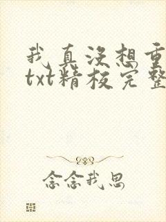 我真没想重生啊txt精校完整版